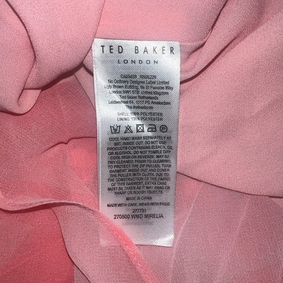 NWT Ted Baker London Elegant Pink Pleated Dress size 0 - Picture 6 of 8